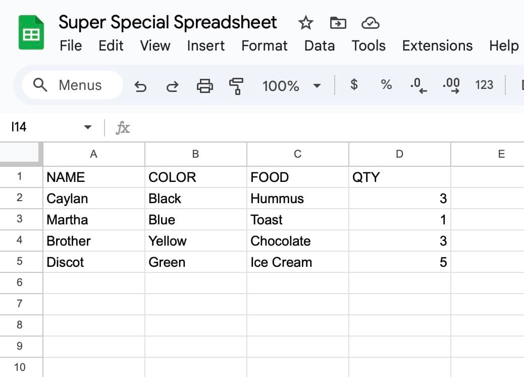 google sheet