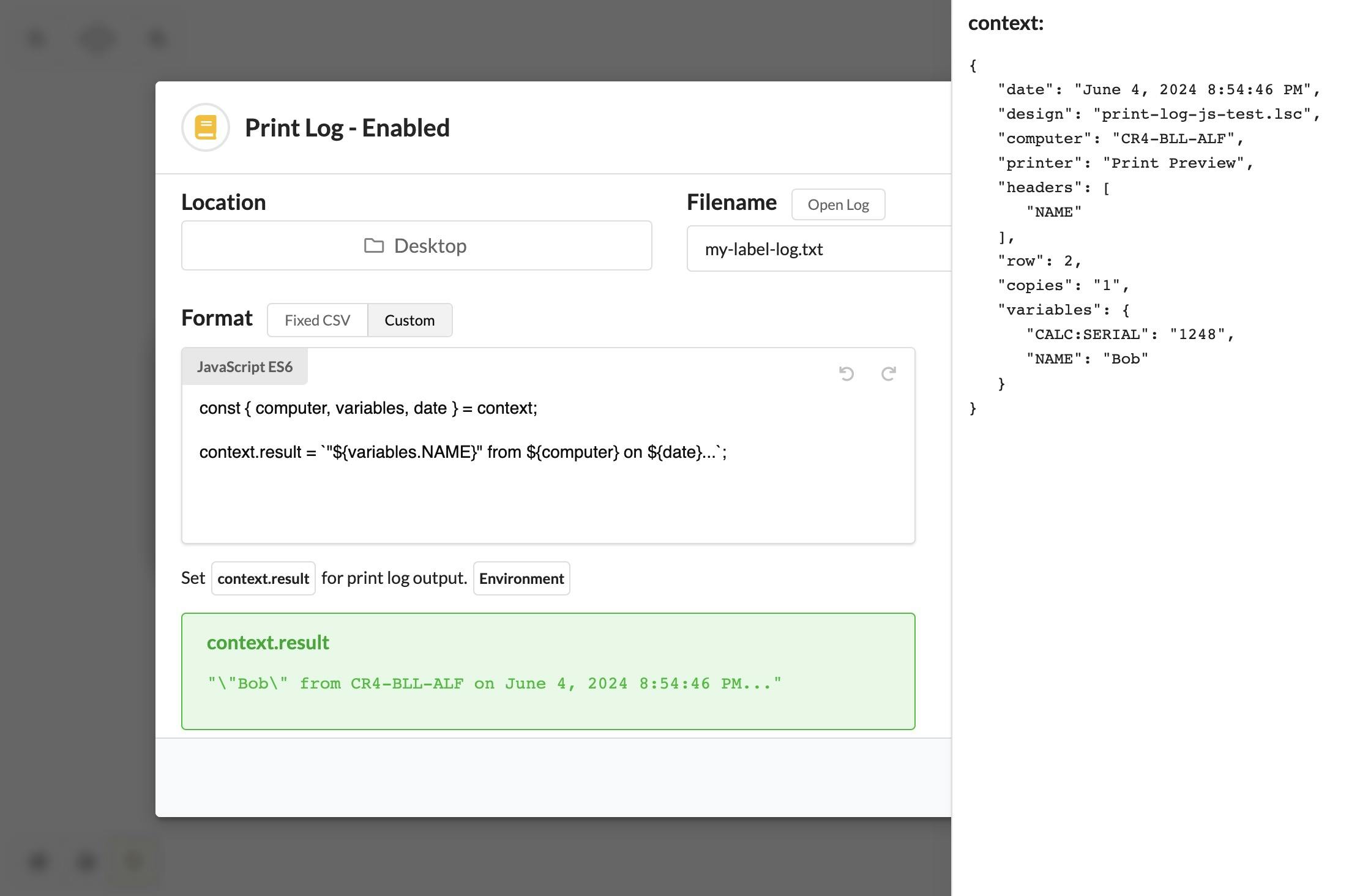 print log script