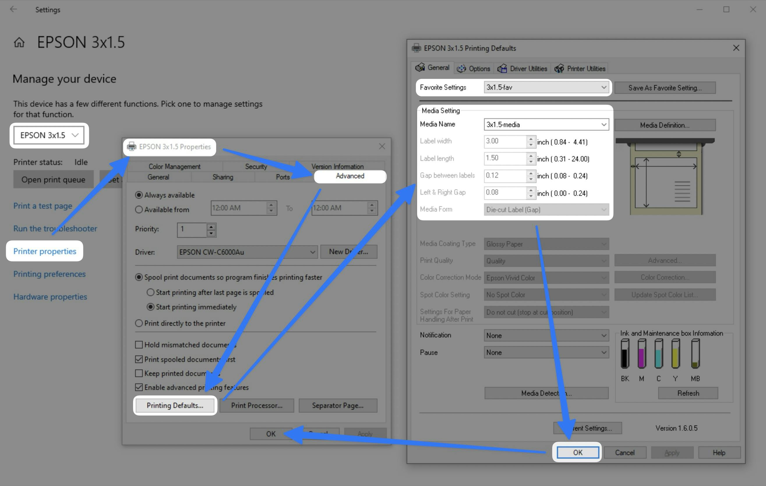 setup defaults