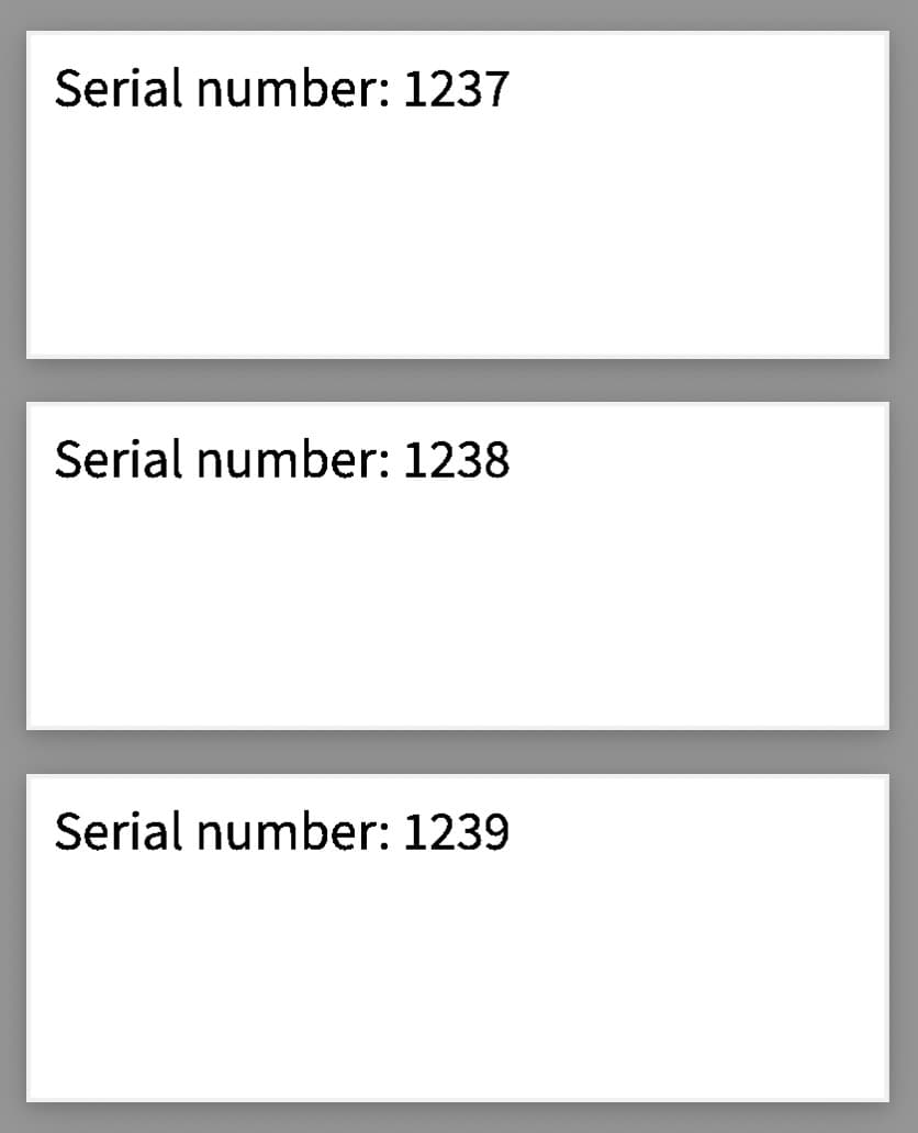 serial numbers