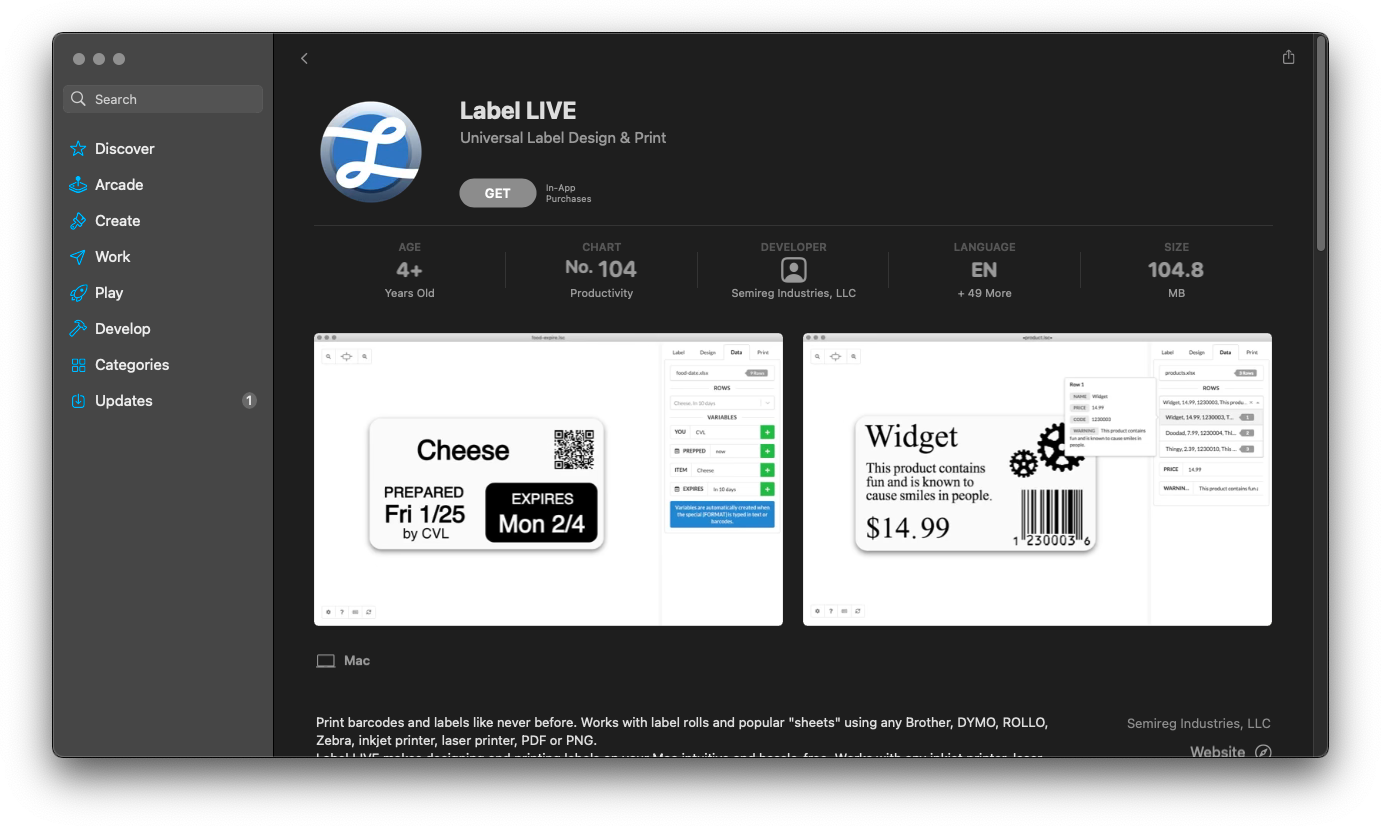 Apple mac store with Label LIVE shown