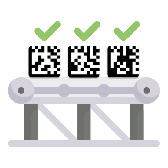 barcodes on a conveyor belt graphic