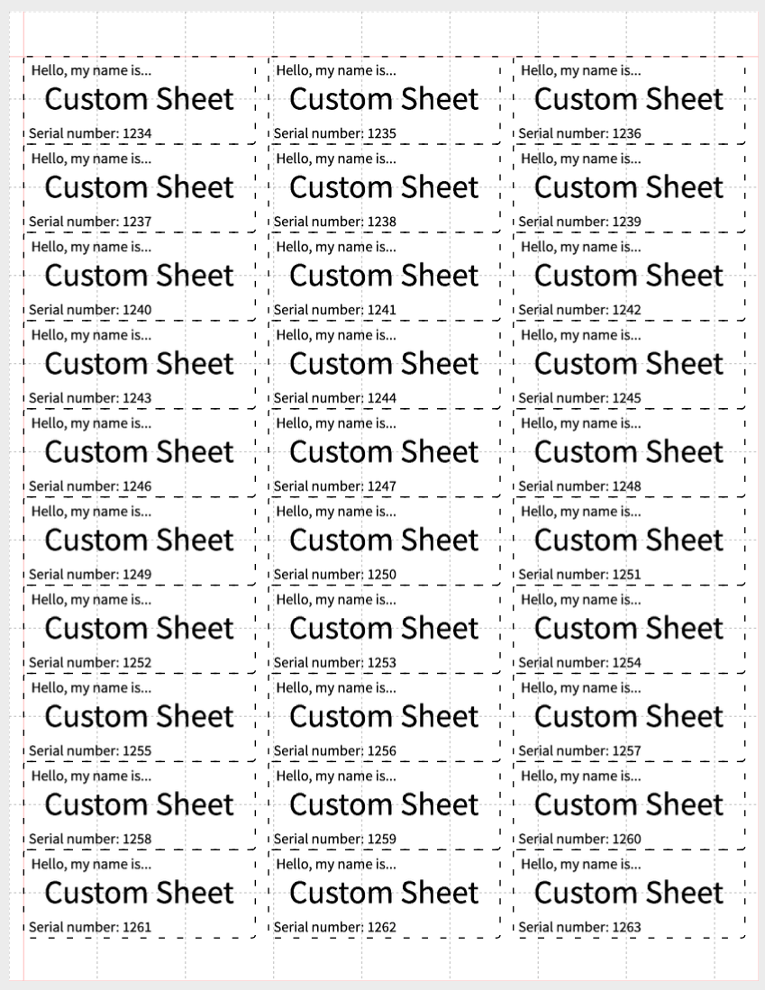 How do I setup a custom label on a sheet?