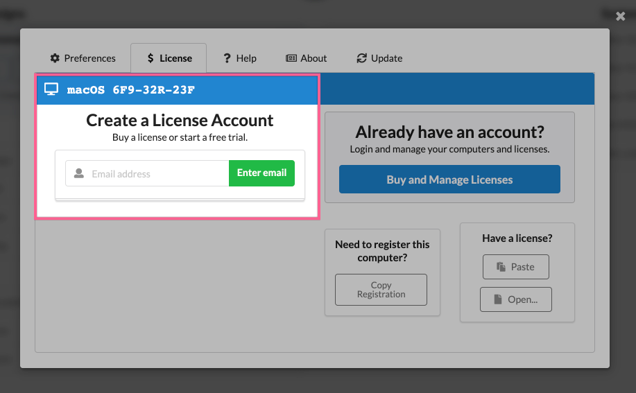 create license account