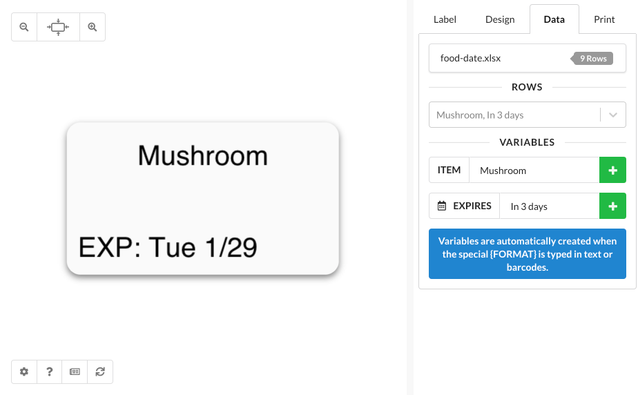 Create Food Rotation Labels With Automatic Relative Dates
