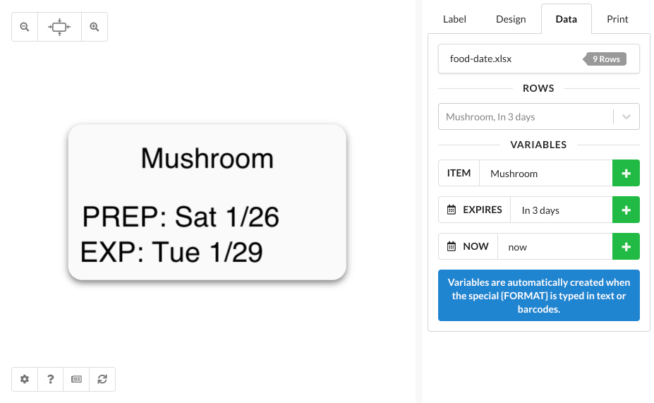 Create Food Rotation Labels With Automatic Relative Dates
